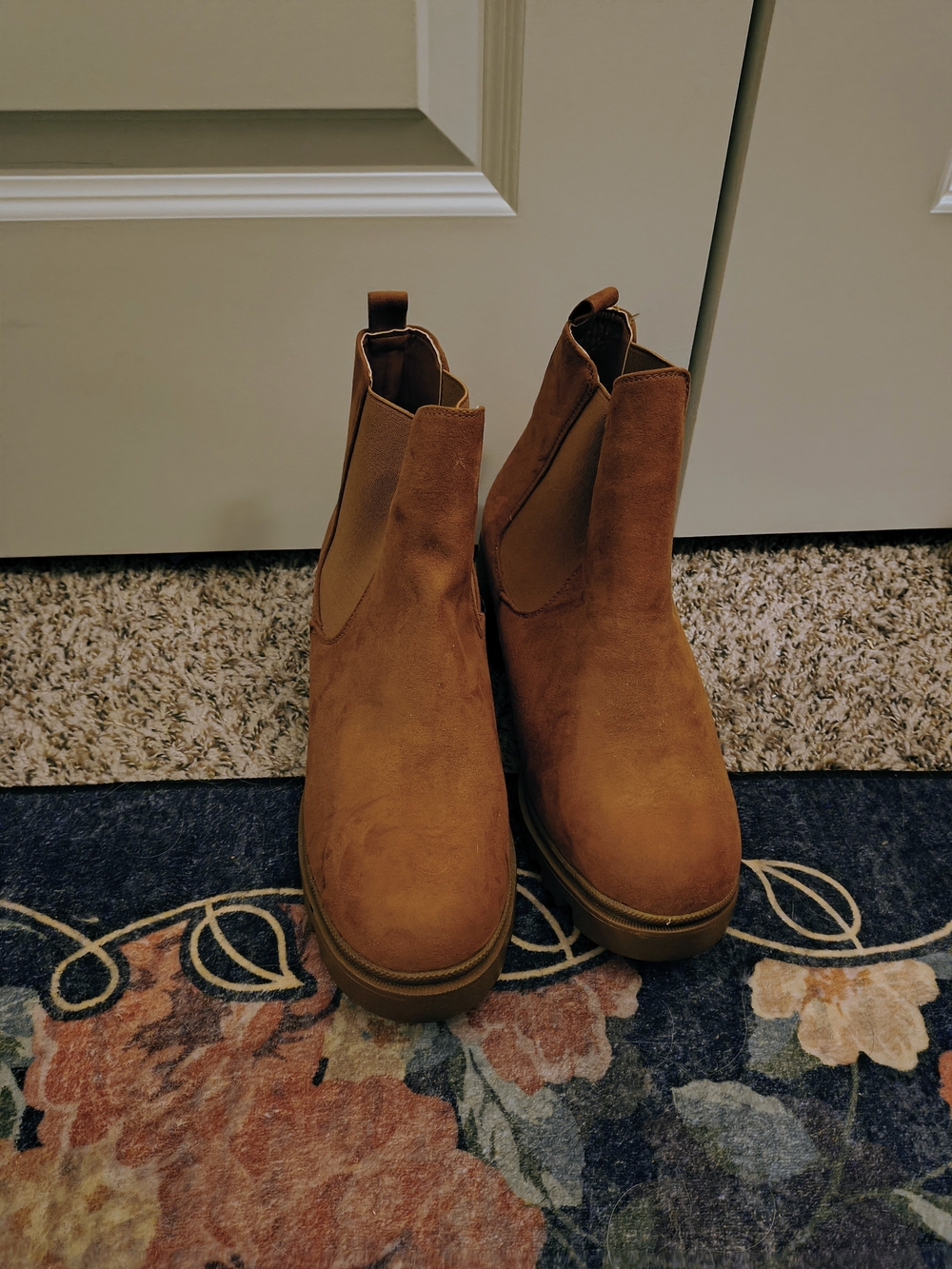 Tan Suede Chelsea Platform Boots